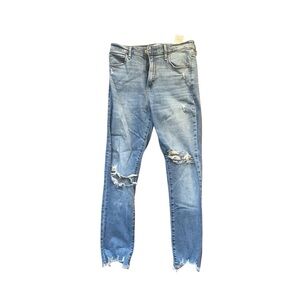 Abercrombie High Rise Super Skinny Ankle Jeans Distressed Raw Hem 28 6